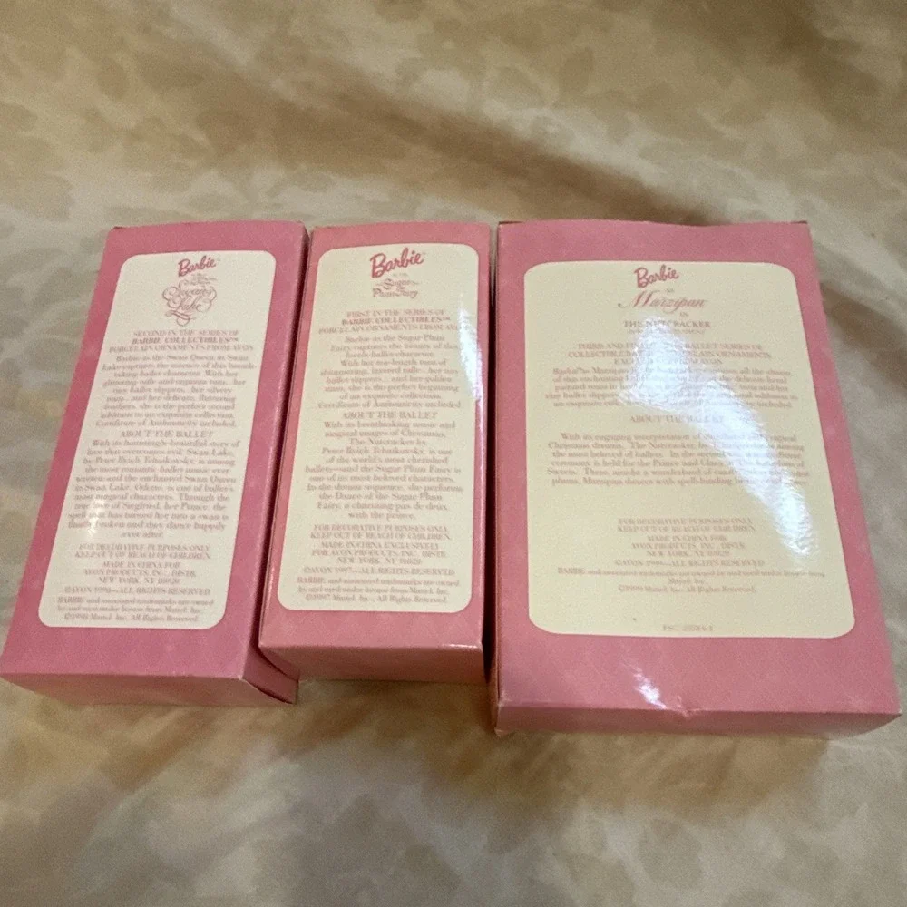 Vintage Barbie Avon Porcelain Ornament Lot 3 Pieces Christmas 1997-2001